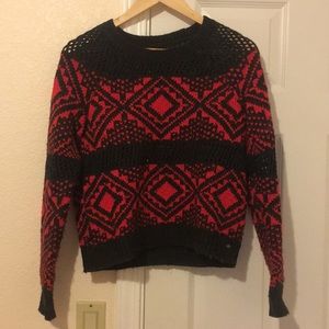 Cute AE red and dark grey knitted sweater!